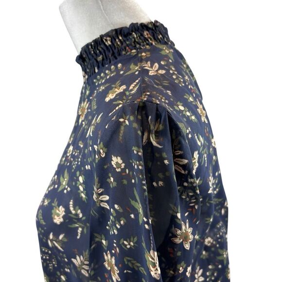 Brand new without Yahs Ladies‎ H&M Navy Blue and Floral Sheer Blouse Size Small - Picture 8 of 13